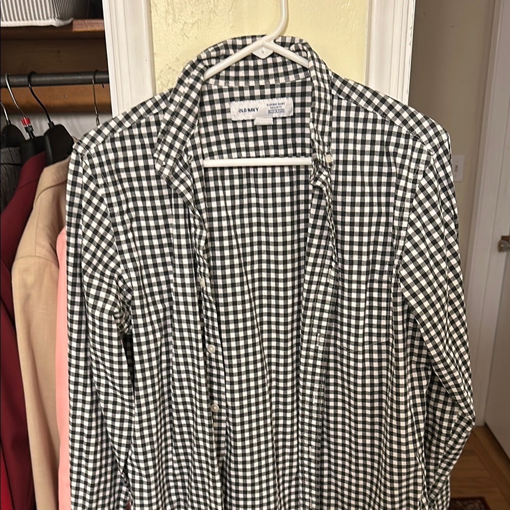 Old Navy Black and White Checkered Shirt